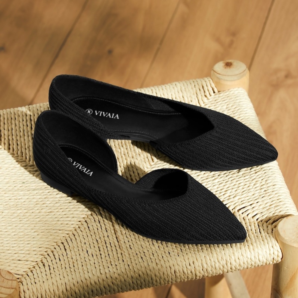 VIVAIA Women's Black Pointed d'Orsay Flats